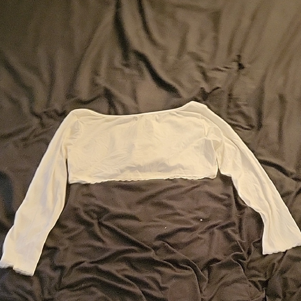 White Long Sleeve Crop Top